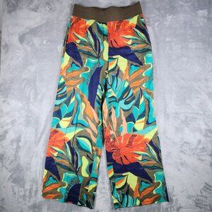 Soft Surroundings Linen Pants XS Monstera Tropical Travel Lounge Wide Leg Coolin